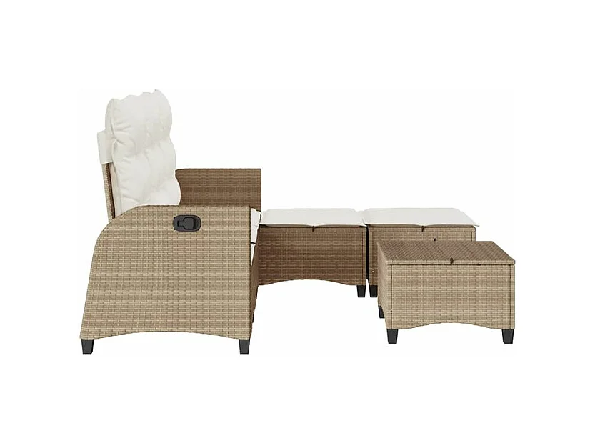 Salon de jardin avec coussins forme de L 3 pcs beige polyrotin