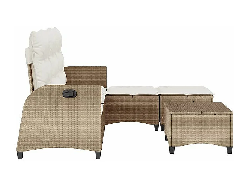 Salon de jardin avec coussins forme de L 3 pcs beige polyrotin