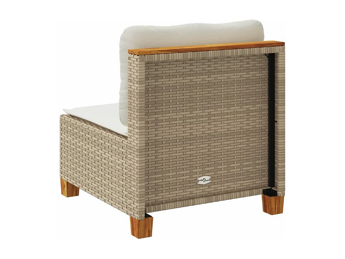 Canapé de jardin sans accoudoirs coussins beige résine tressée