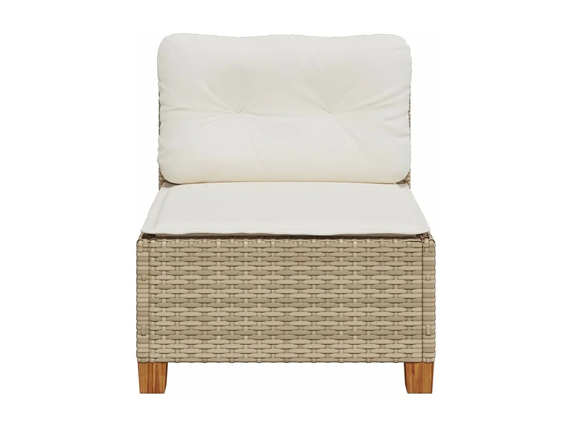 Canapé de jardin sans accoudoirs coussins beige résine tressée
