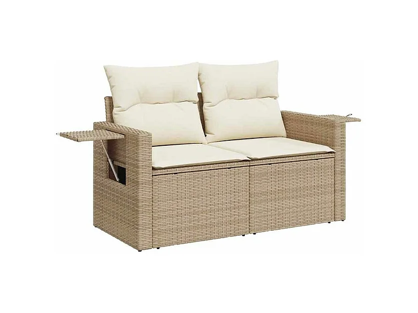 Salon de jardin avec coussins 6 pcs beige résine tressée