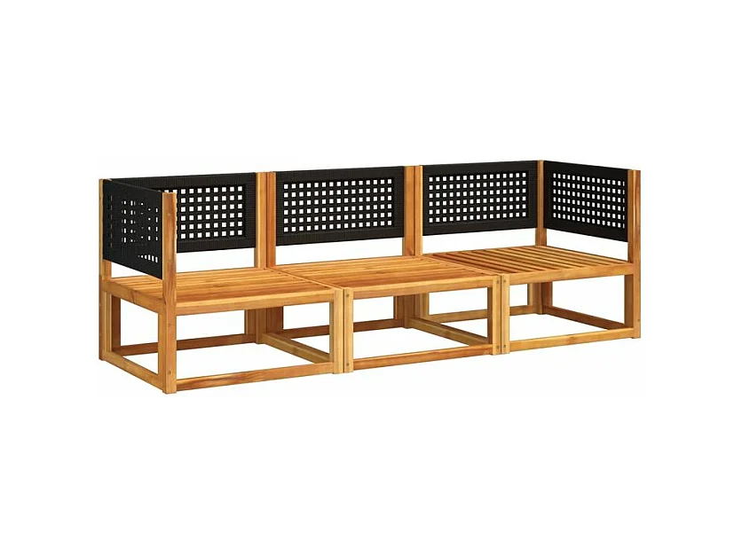 Salon de jardin avec coussins 3 pcs bois massif d'acacia