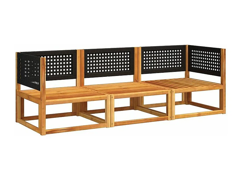 Salon de jardin avec coussins 3 pcs bois massif d'acacia