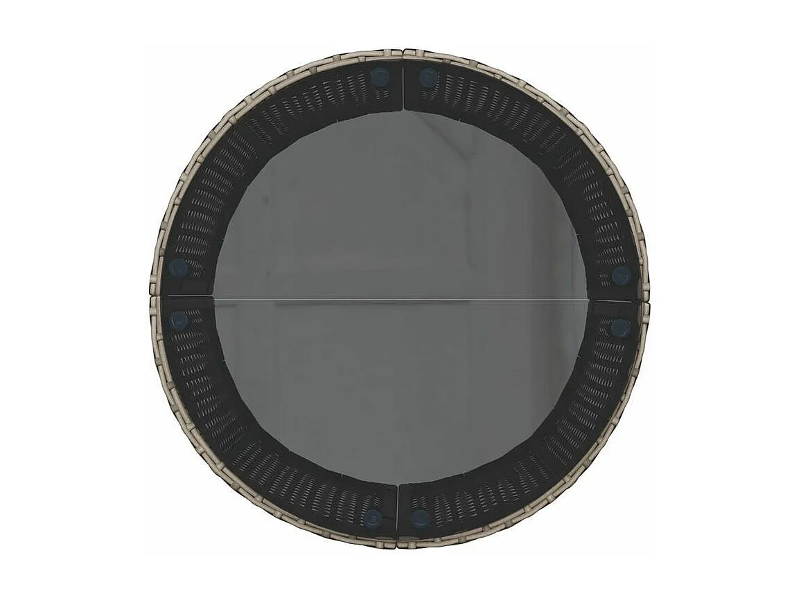 Canapé de jardin avec table coussins rond gris résine tressée