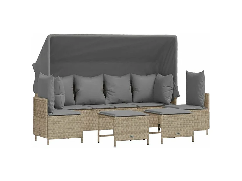 Salon de jardin avec coussins 5 pcs beige résine tressée