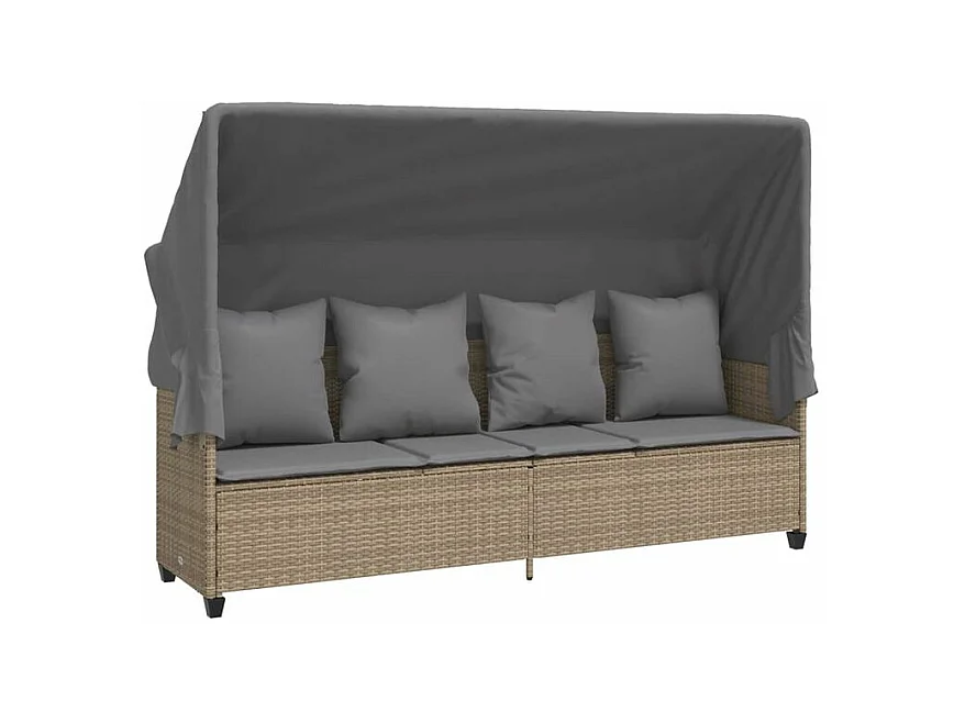 Salon de jardin avec coussins 5 pcs beige résine tressée