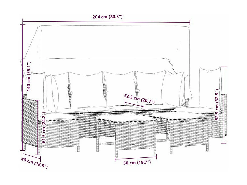Salon de jardin avec coussins 5 pcs beige résine tressée