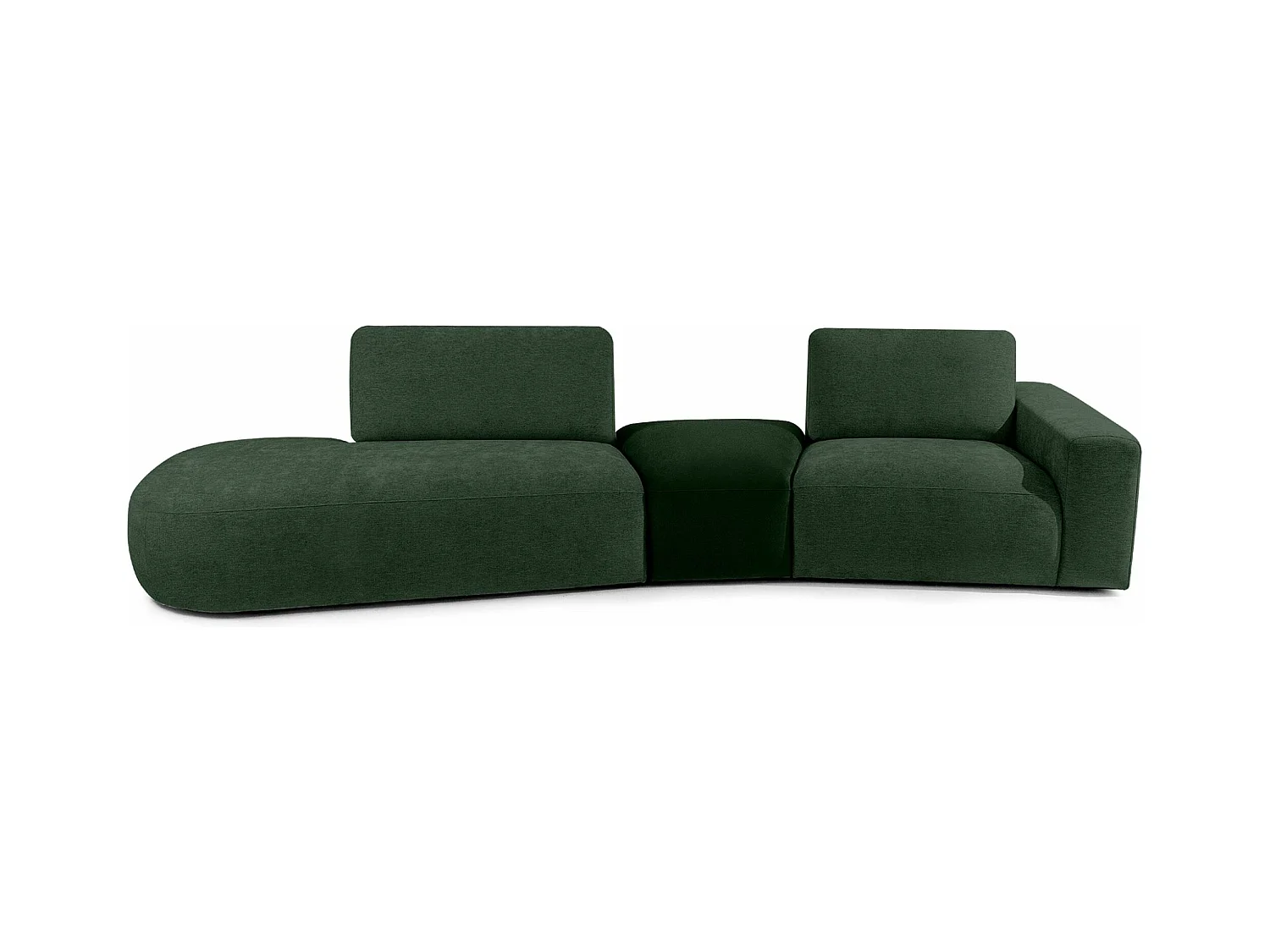 Ecksofa links - modern - ZUCCO - 4-Sitzer - Chenille Stoff - Dunkelgrün