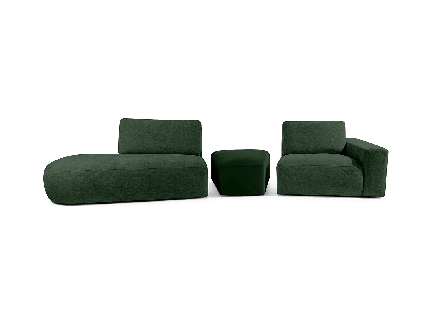 Ecksofa links - modern - ZUCCO - 4-Sitzer - Chenille Stoff - Dunkelgrün