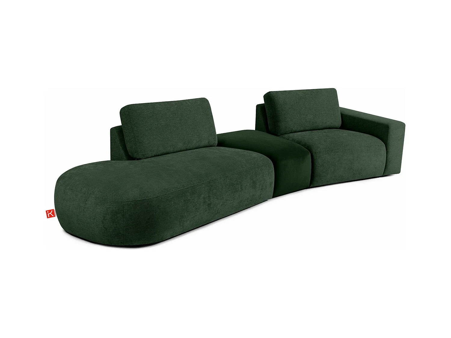 Canapé d'angle moderne gauche - ZUCCO - 4 places - tissu chenille - Vert foncé
