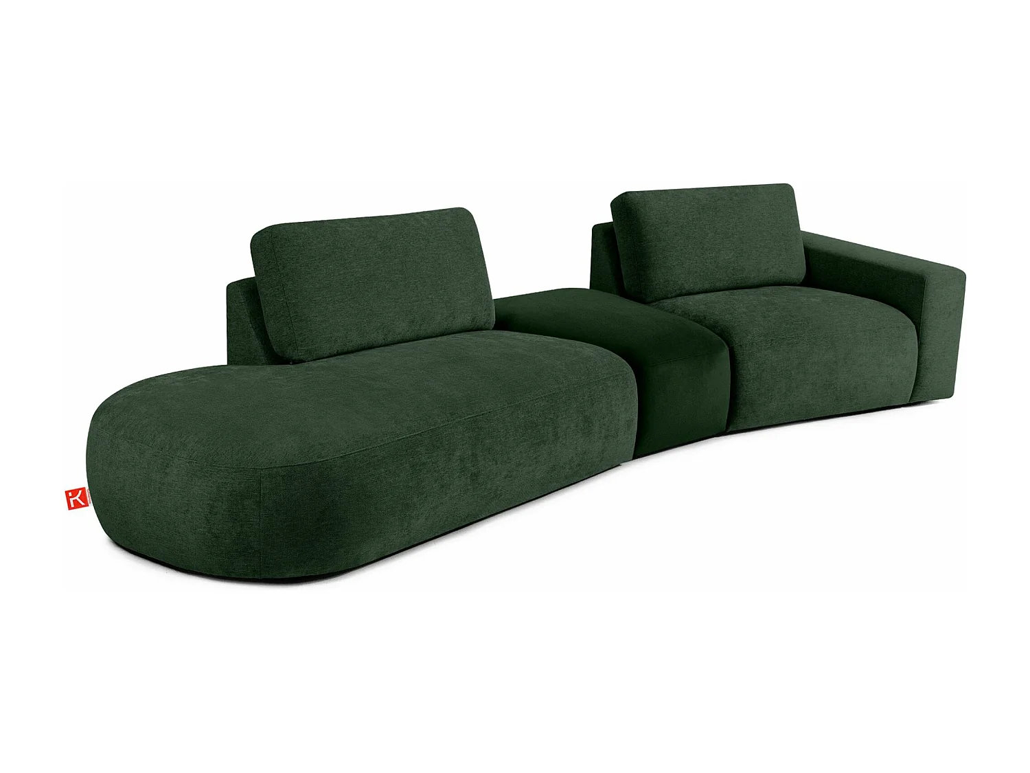 Ecksofa links - modern - ZUCCO - 4-Sitzer - Chenille Stoff - Dunkelgrün