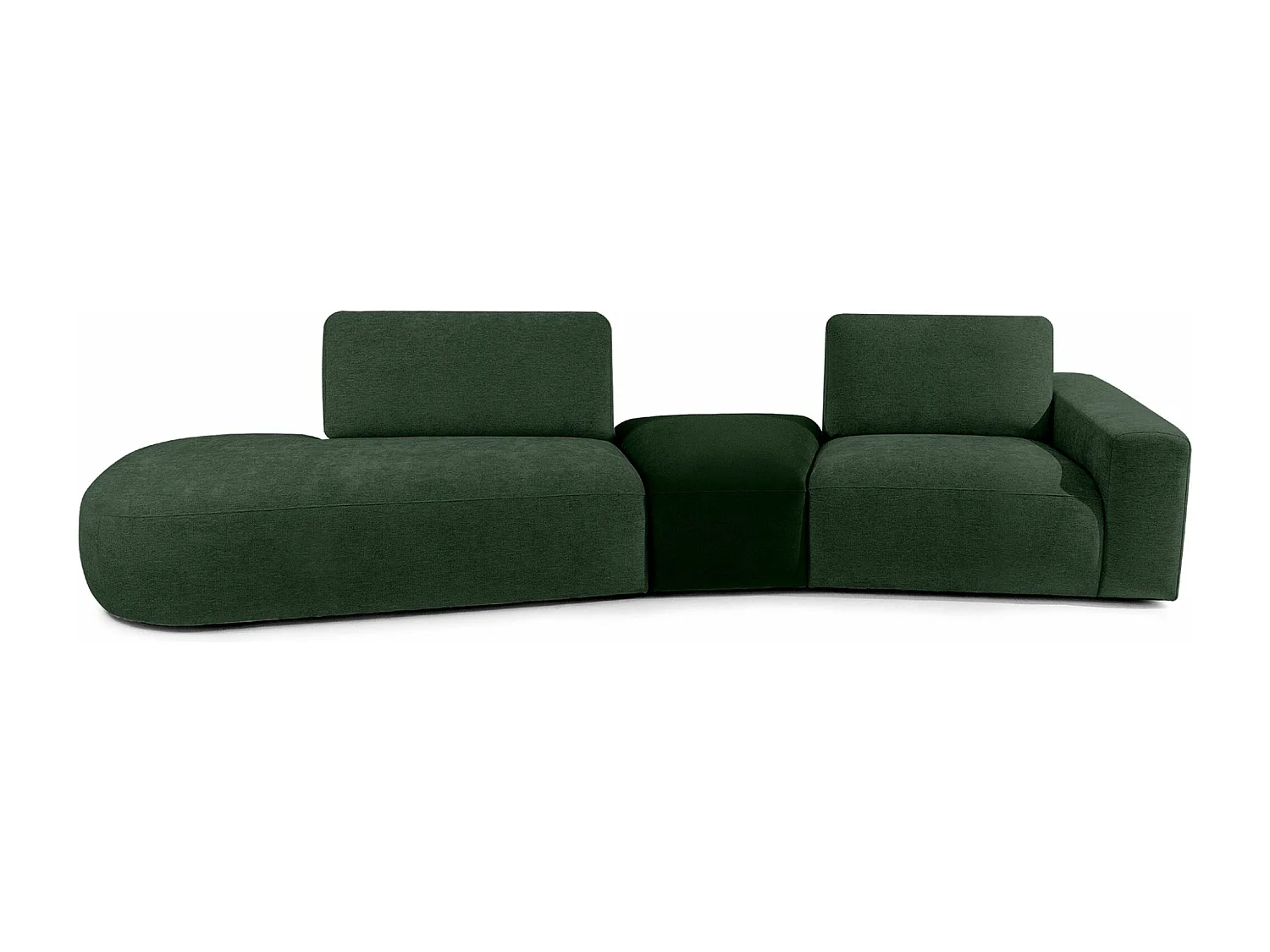 Ecksofa links - modern - ZUCCO - 4-Sitzer - Chenille Stoff - Dunkelgrün