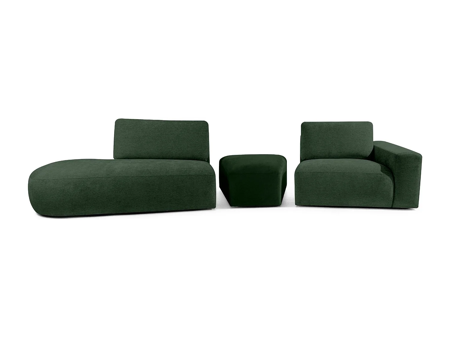Ecksofa links - modern - ZUCCO - 4-Sitzer - Chenille Stoff - Dunkelgrün