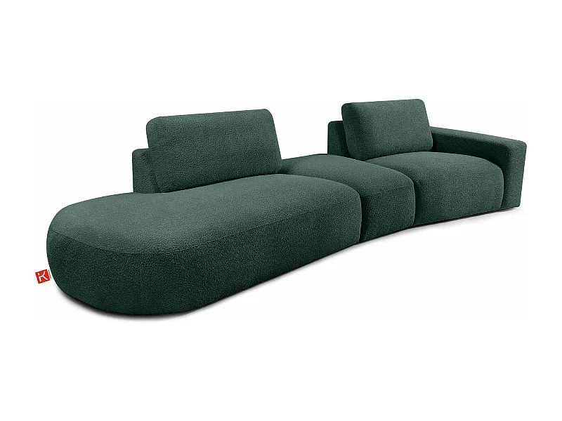 Ecksofa links - modern - ZUCCO - 4-Sitzer - Boucle - Grün