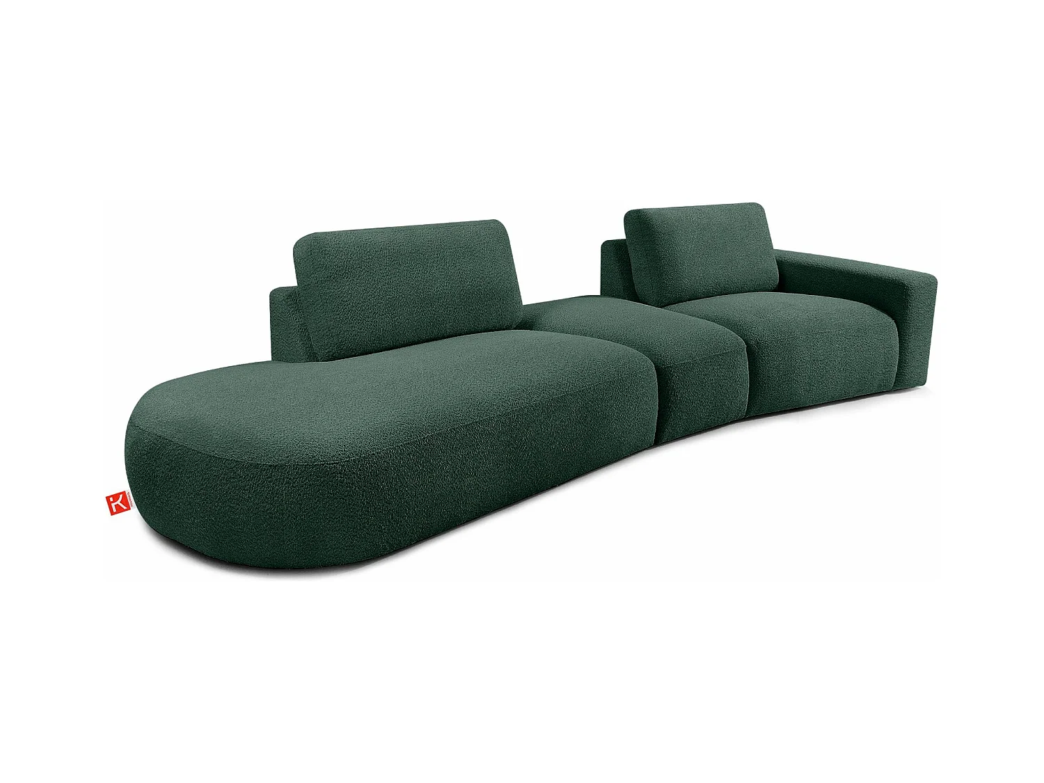 Canapé d'angle moderne gauche - ZUCCO - 4 places - tissu boucle - Vert