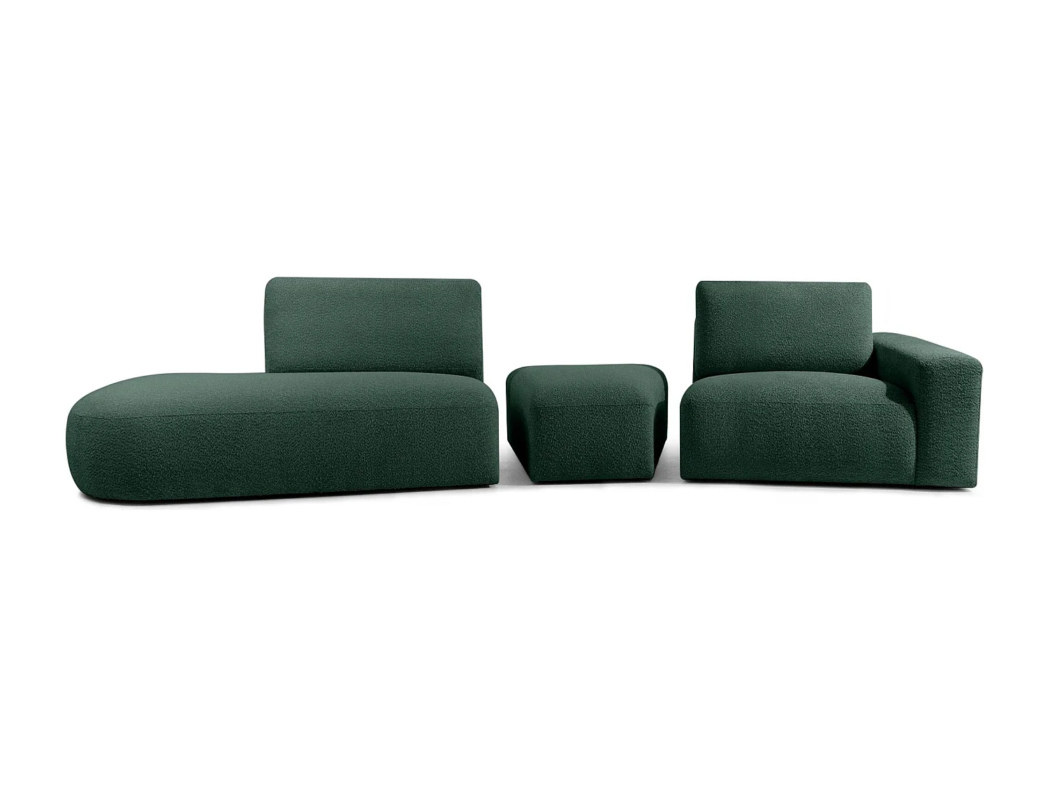 Ecksofa links - modern - ZUCCO - 4-Sitzer - Boucle - Grün