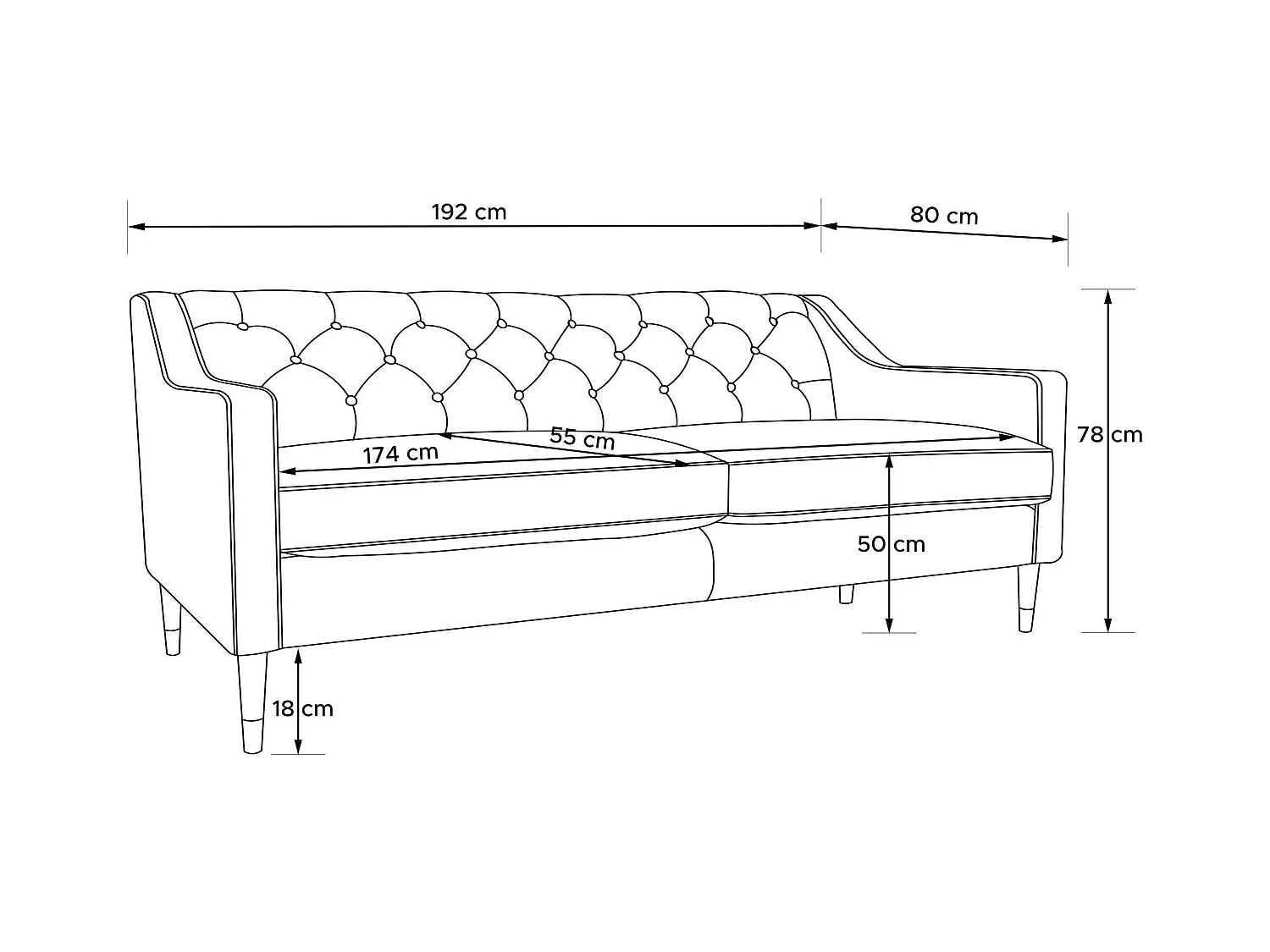 Sofa NOMUS - 3-Sitzer - Schwarz