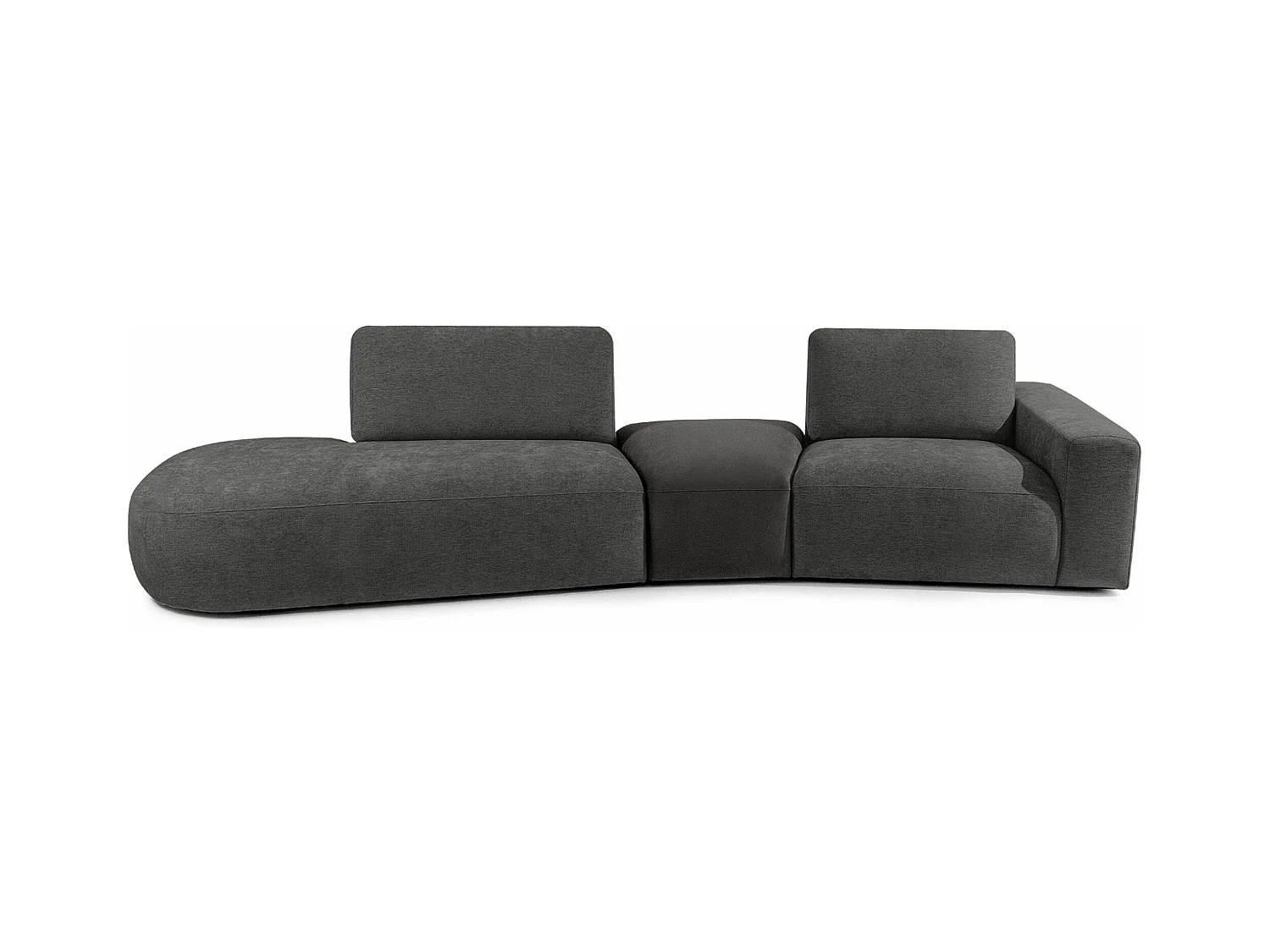 Ecksofa links - modern - ZUCCO - 4-Sitzer - Chenille Stoff - Anthrazit