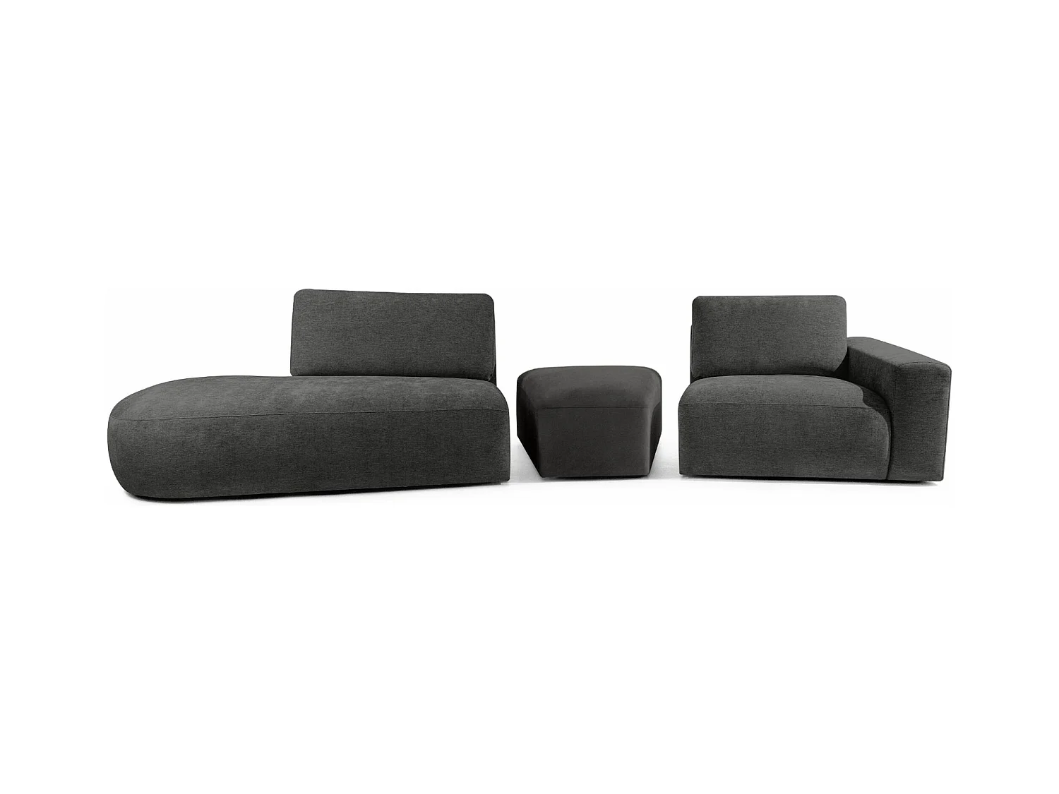 Ecksofa links - modern - ZUCCO - 4-Sitzer - Chenille Stoff - Anthrazit