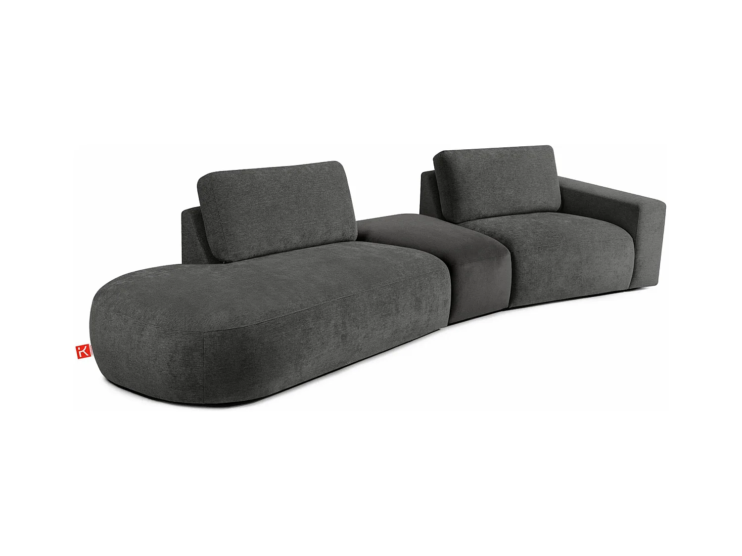 Canapé d'angle moderne gauche - ZUCCO - 4 places - tissu chenille - Anthracite
