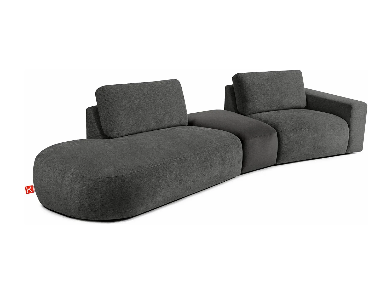 Ecksofa links - modern - ZUCCO - 4-Sitzer - Chenille Stoff - Anthrazit