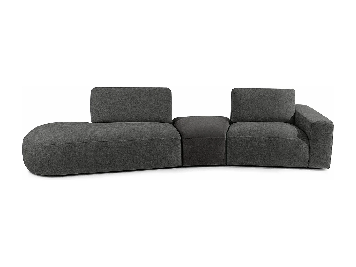 Ecksofa links - modern - ZUCCO - 4-Sitzer - Chenille Stoff - Anthrazit
