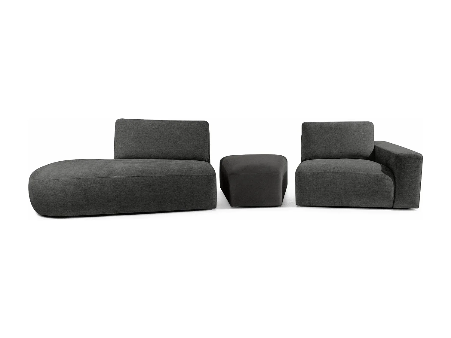 Ecksofa links - modern - ZUCCO - 4-Sitzer - Chenille Stoff - Anthrazit