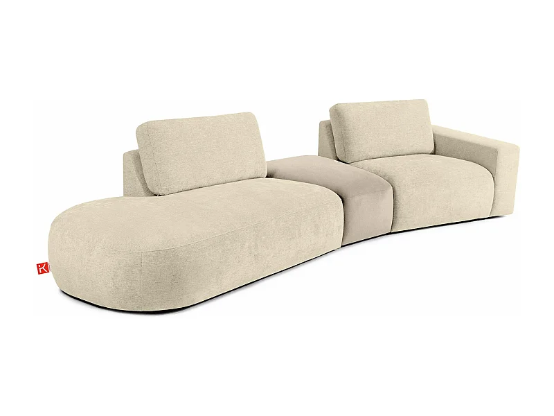 Canapé d'angle moderne gauche - ZUCCO - 4 places - tissu chenille - Crème