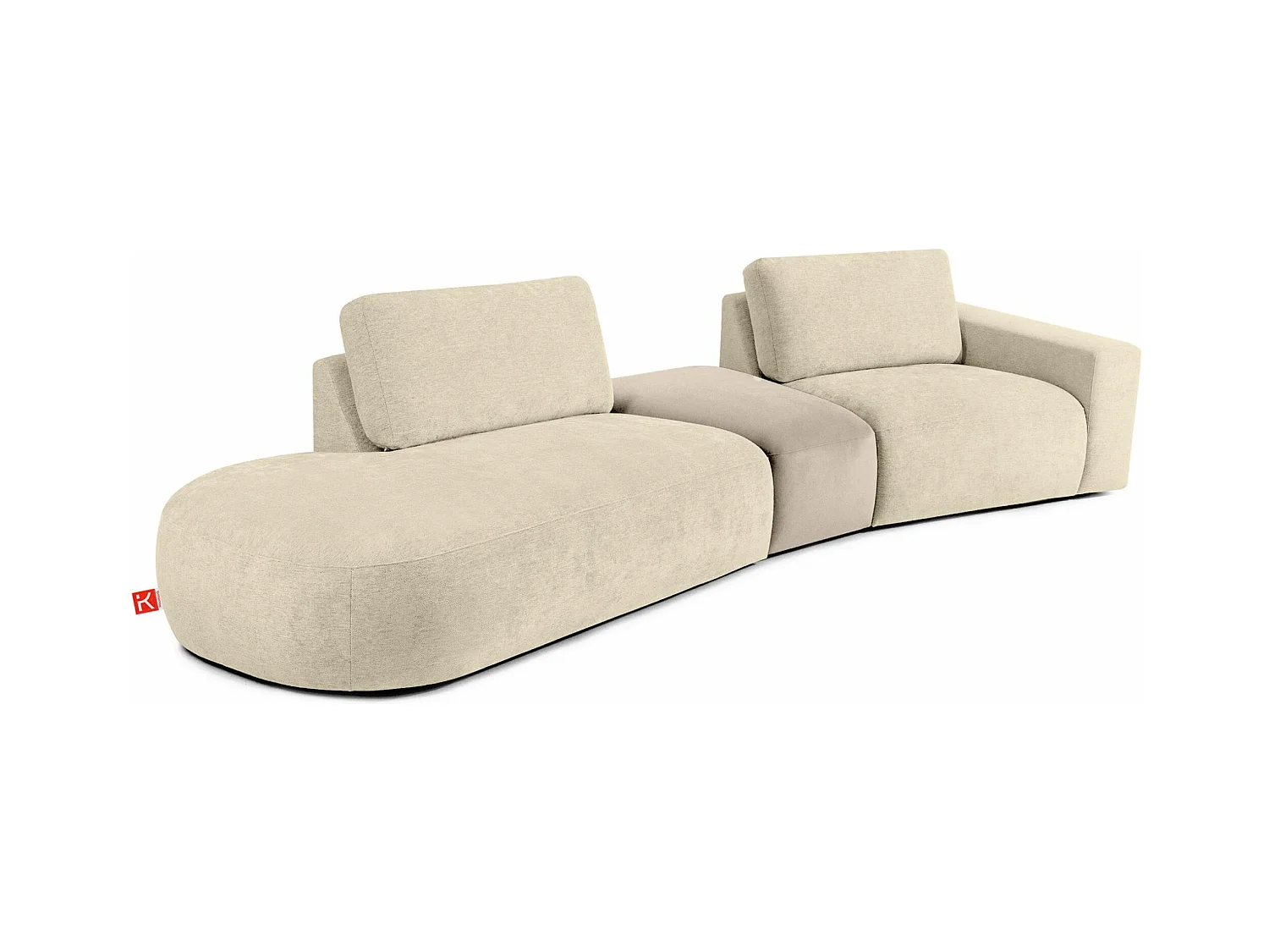 Ecksofa links - modern - ZUCCO - 4-Sitzer - Chenille Stoff - Creme