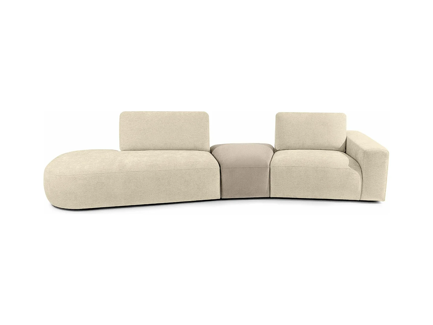 Ecksofa links - modern - ZUCCO - 4-Sitzer - Chenille Stoff - Creme
