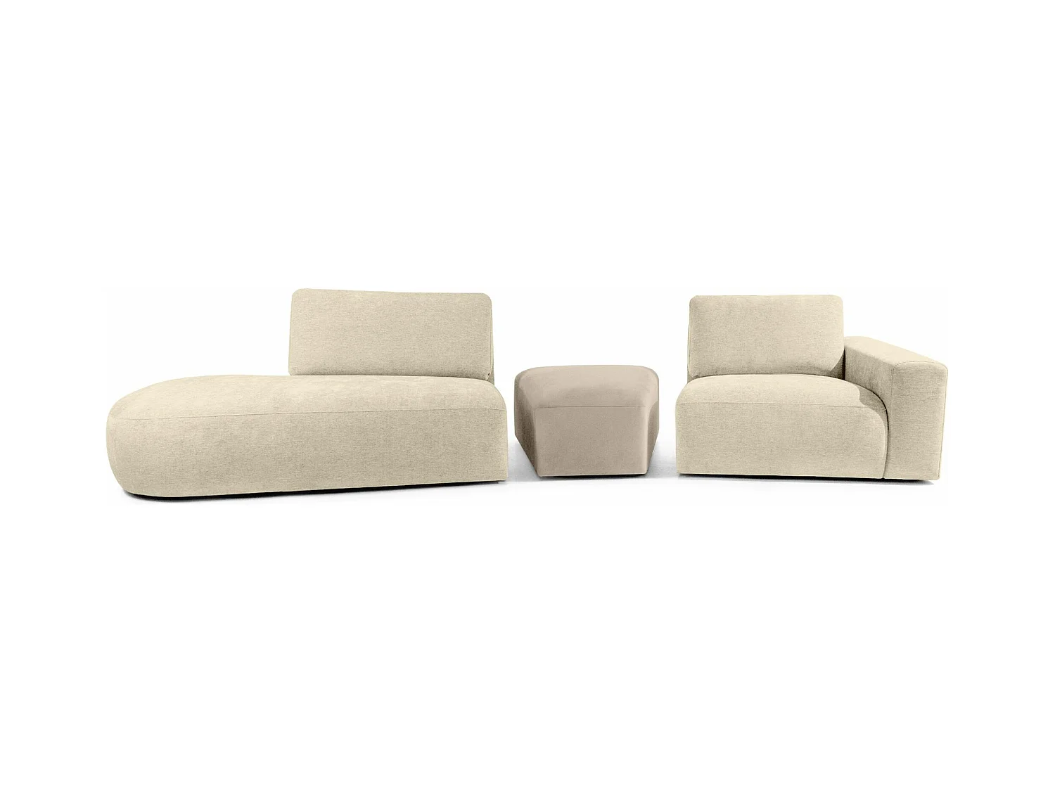 Ecksofa links - modern - ZUCCO - 4-Sitzer - Chenille Stoff - Creme