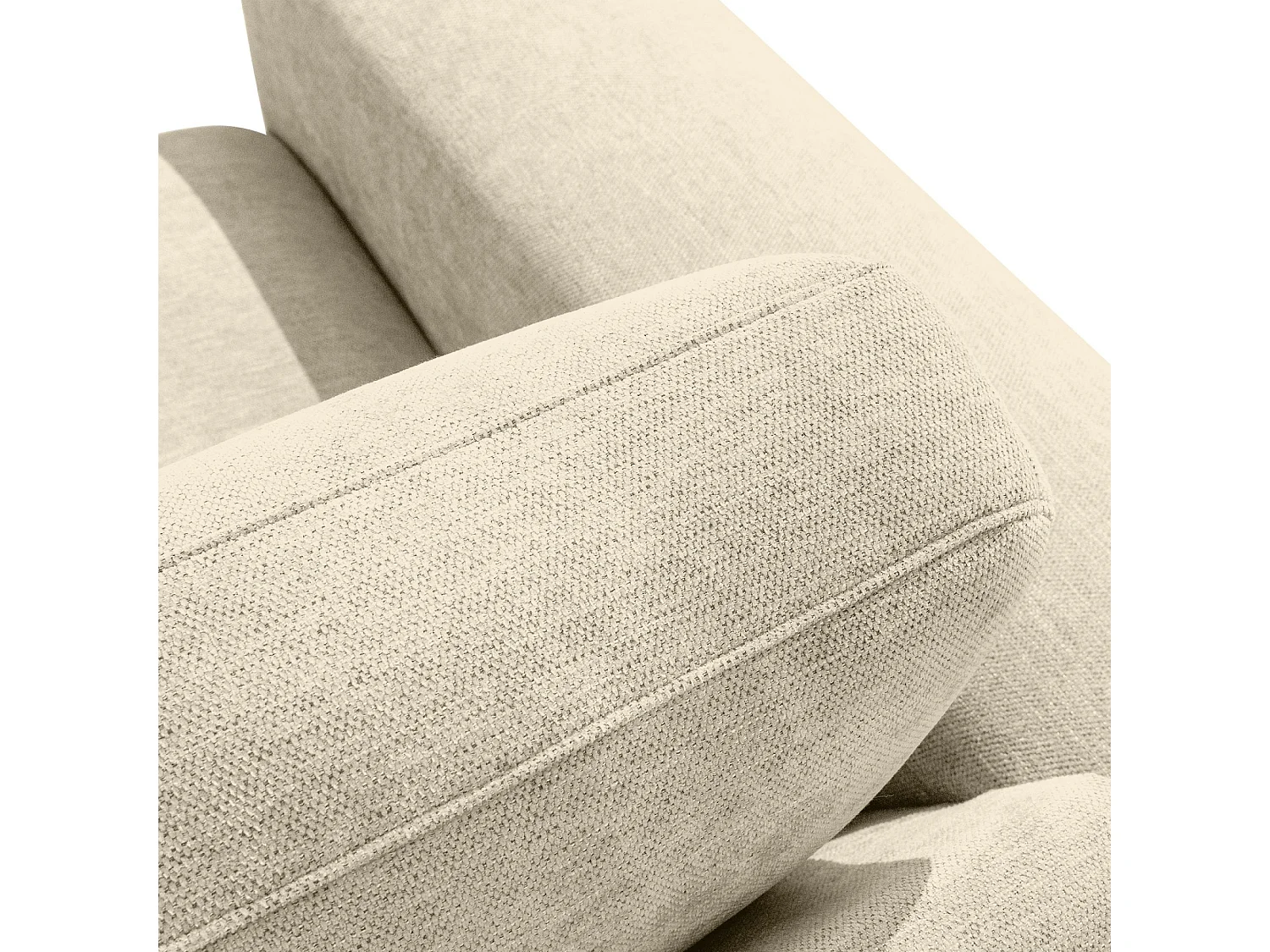 Ecksofa links - modern - ZUCCO - 4-Sitzer - Chenille Stoff - Creme