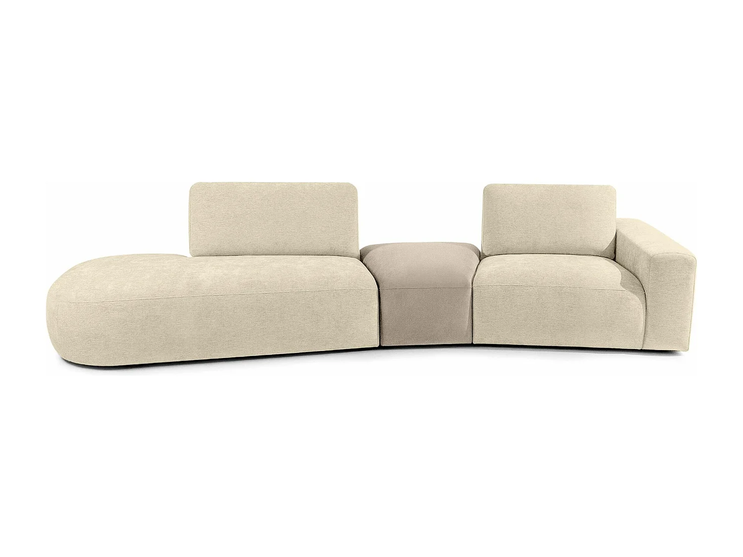 Ecksofa links - modern - ZUCCO - 4-Sitzer - Chenille Stoff - Creme
