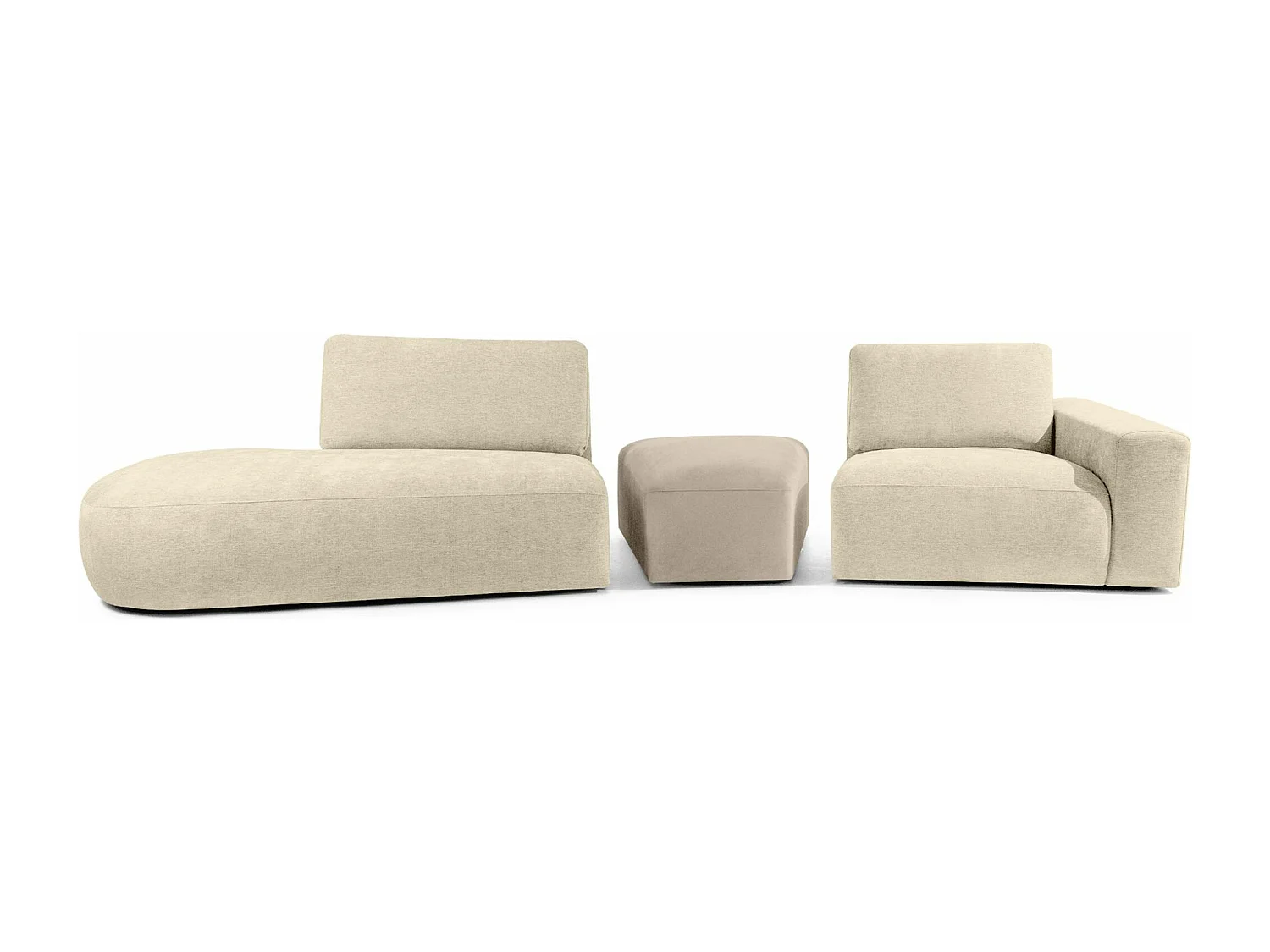 Ecksofa links - modern - ZUCCO - 4-Sitzer - Chenille Stoff - Creme