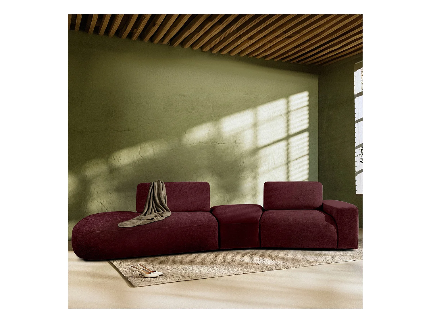 Ecksofa links - modern - ZUCCO - 4-Sitzer - Chenille Stoff - Violett
