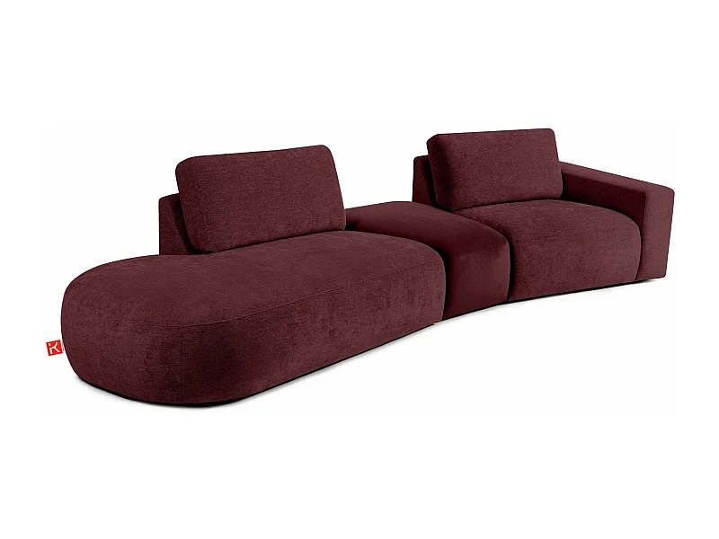 Ecksofa links - modern - ZUCCO - 4-Sitzer - Chenille Stoff - Violett