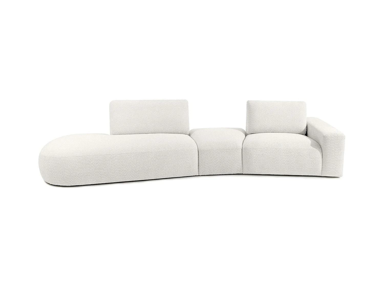 Ecksofa links - modern - ZUCCO - 4-Sitzer - Boucle - Ecru