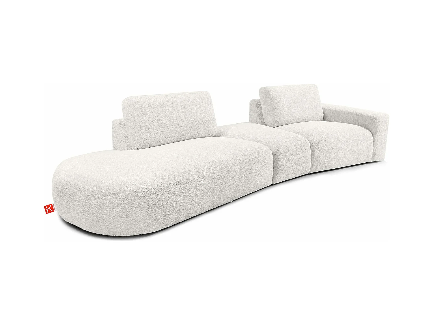 Canapé d'angle moderne gauche - ZUCCO - 4 places - tissu boucle - Écru