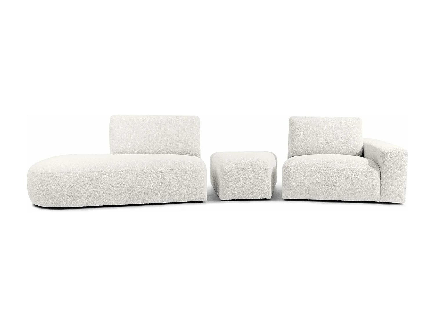 Ecksofa links - modern - ZUCCO - 4-Sitzer - Boucle - Ecru