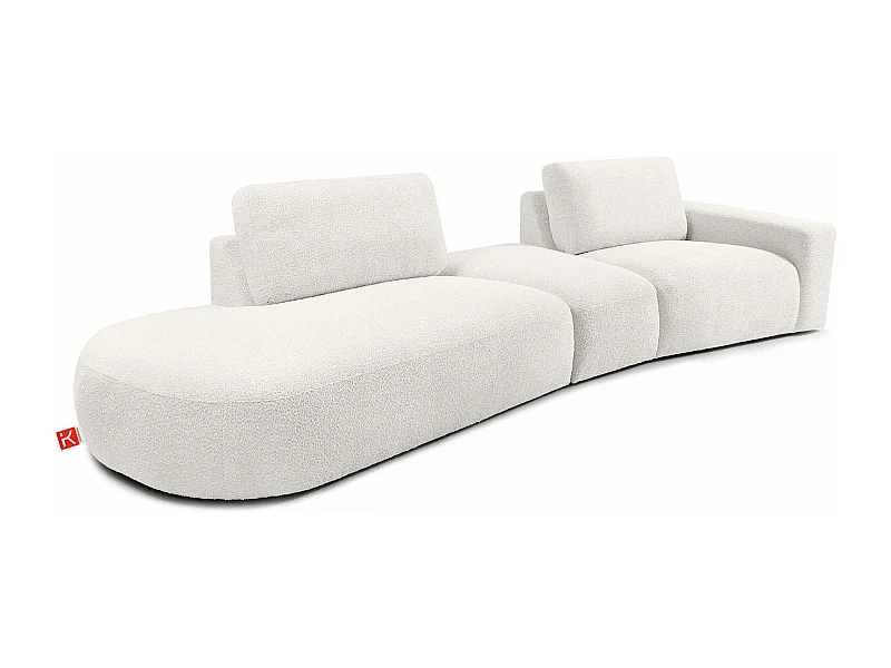 Canapé d'angle moderne gauche - ZUCCO - 4 places - tissu boucle - Écru