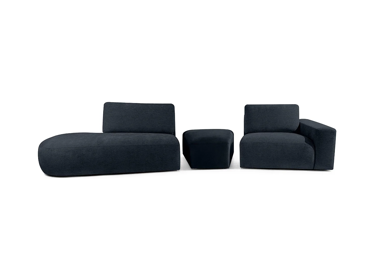Canapé d'angle moderne gauche - ZUCCO - 4 places - tissu chenille - Bleu foncé