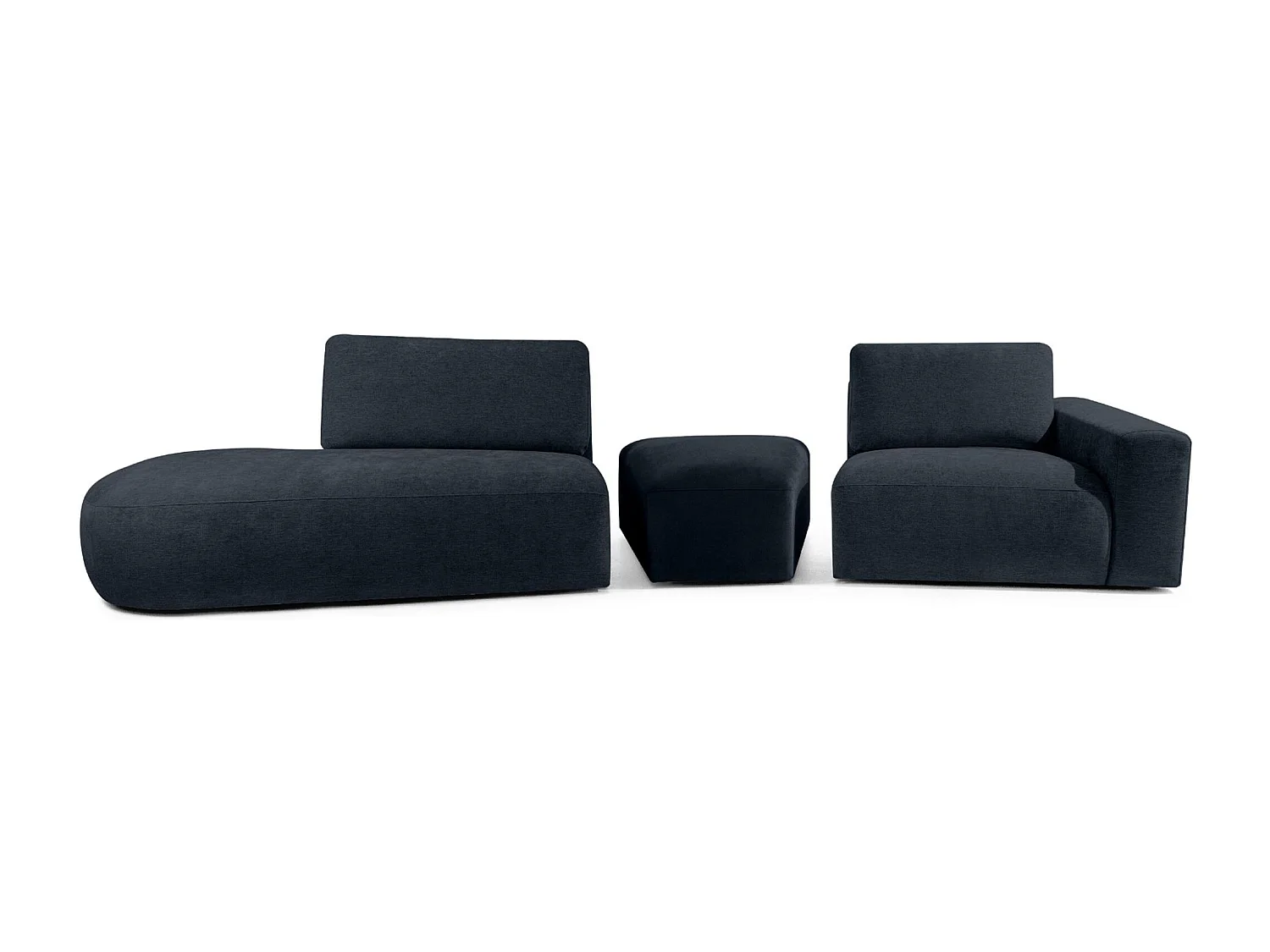 Ecksofa links - modern - ZUCCO - 4-Sitzer - Chenille Stoff - Dunkelblau