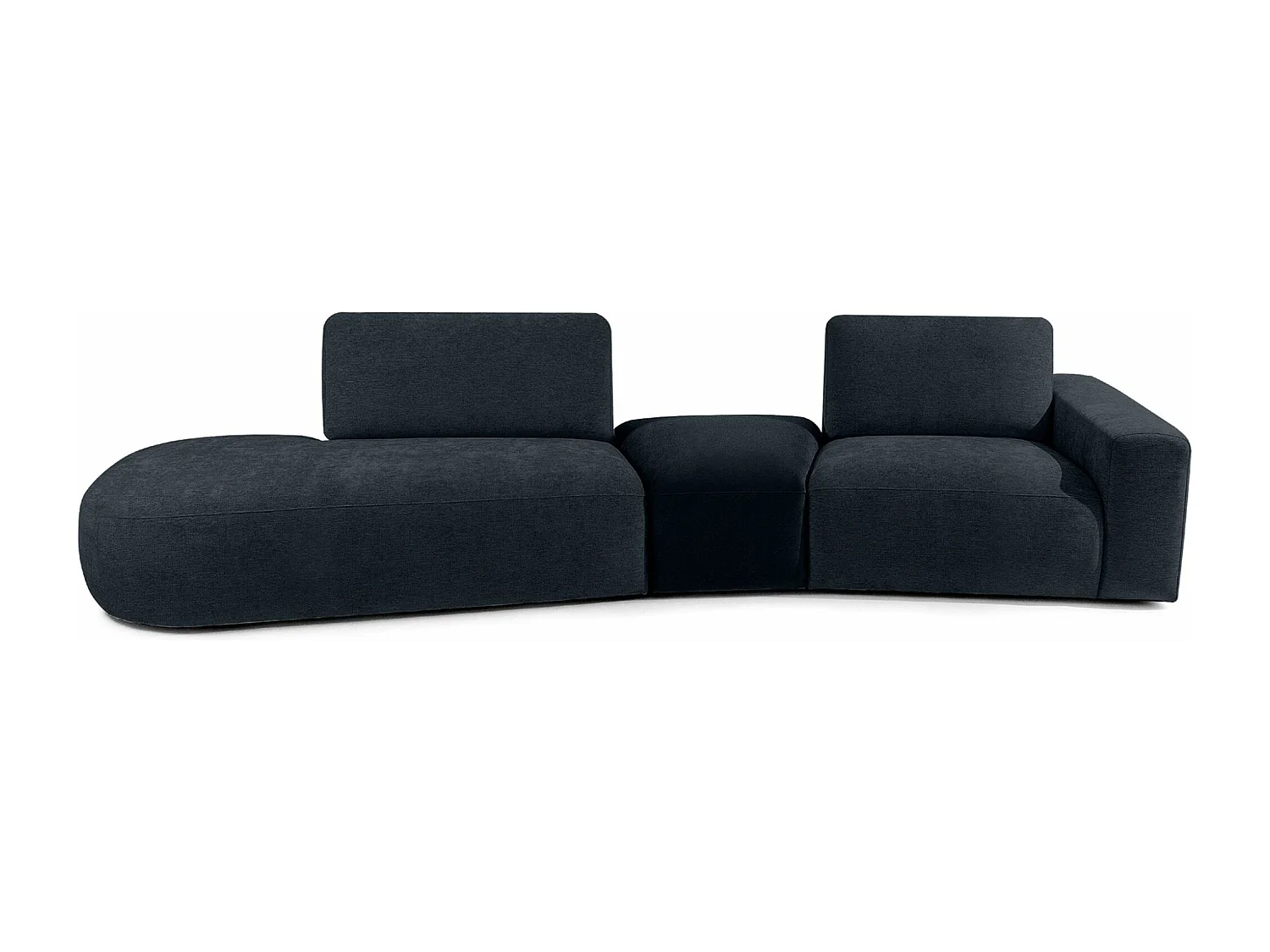 Ecksofa links - modern - ZUCCO - 4-Sitzer - Chenille Stoff - Dunkelblau