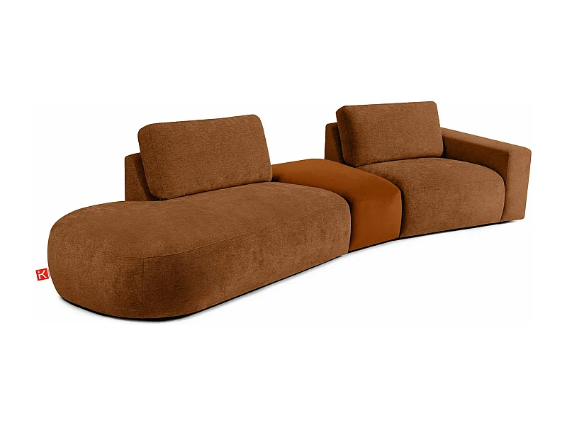 Ecksofa links - modern - ZUCCO - 4-Sitzer - Chenille Stoff - Kupfer