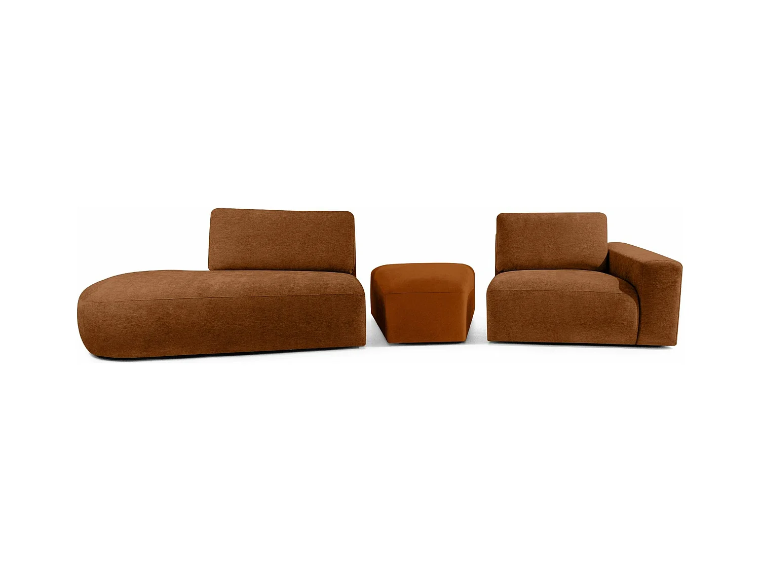 Ecksofa links - modern - ZUCCO - 4-Sitzer - Chenille Stoff - Kupfer