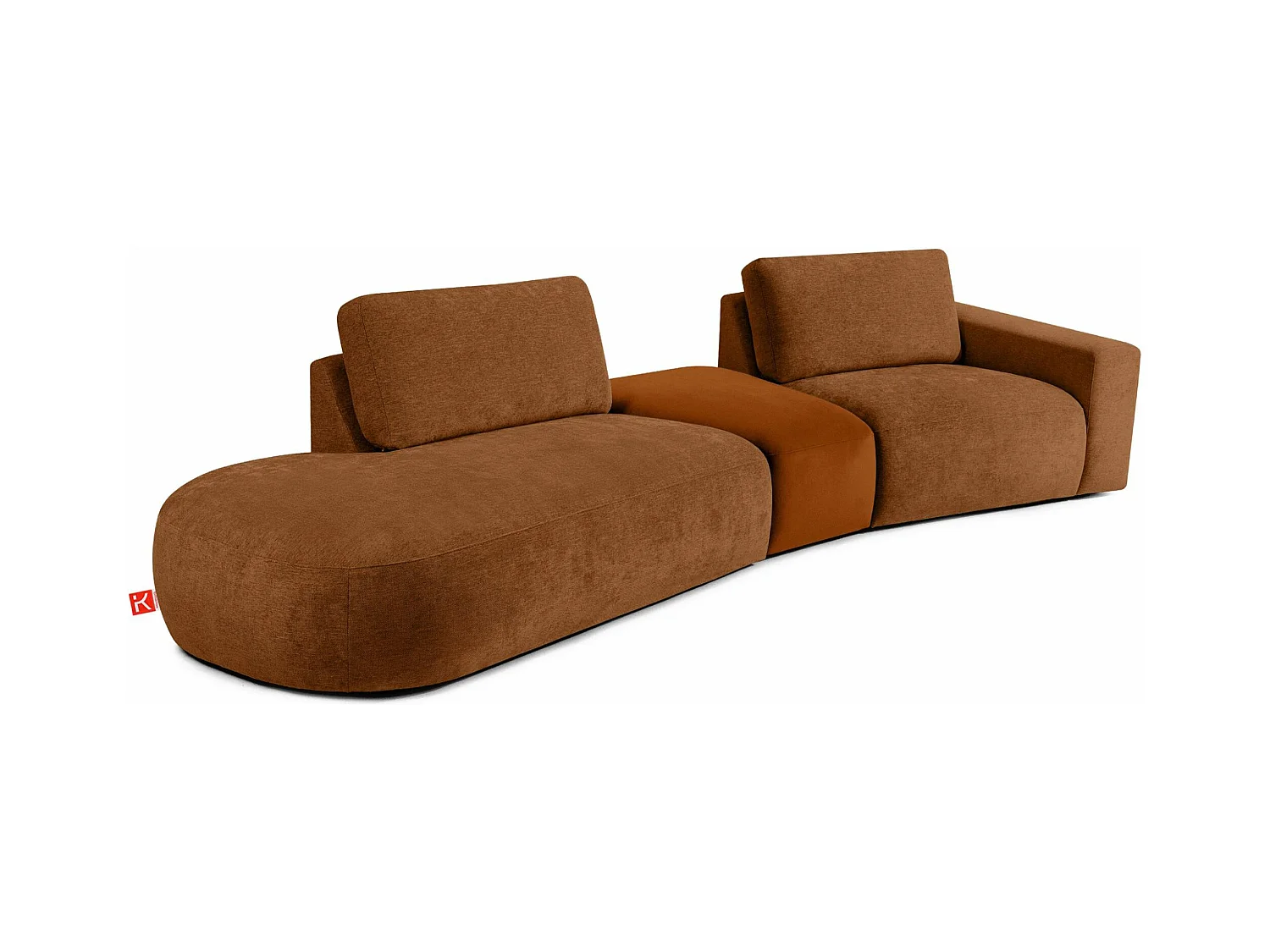 Canapé d'angle moderne gauche - ZUCCO - 4 places - tissu chenille - Cuivre
