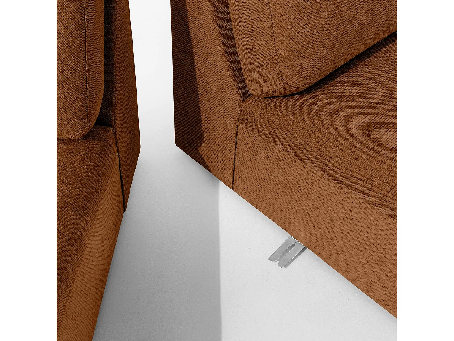 Canapé d'angle moderne gauche - ZUCCO - 4 places - tissu chenille - Cuivre