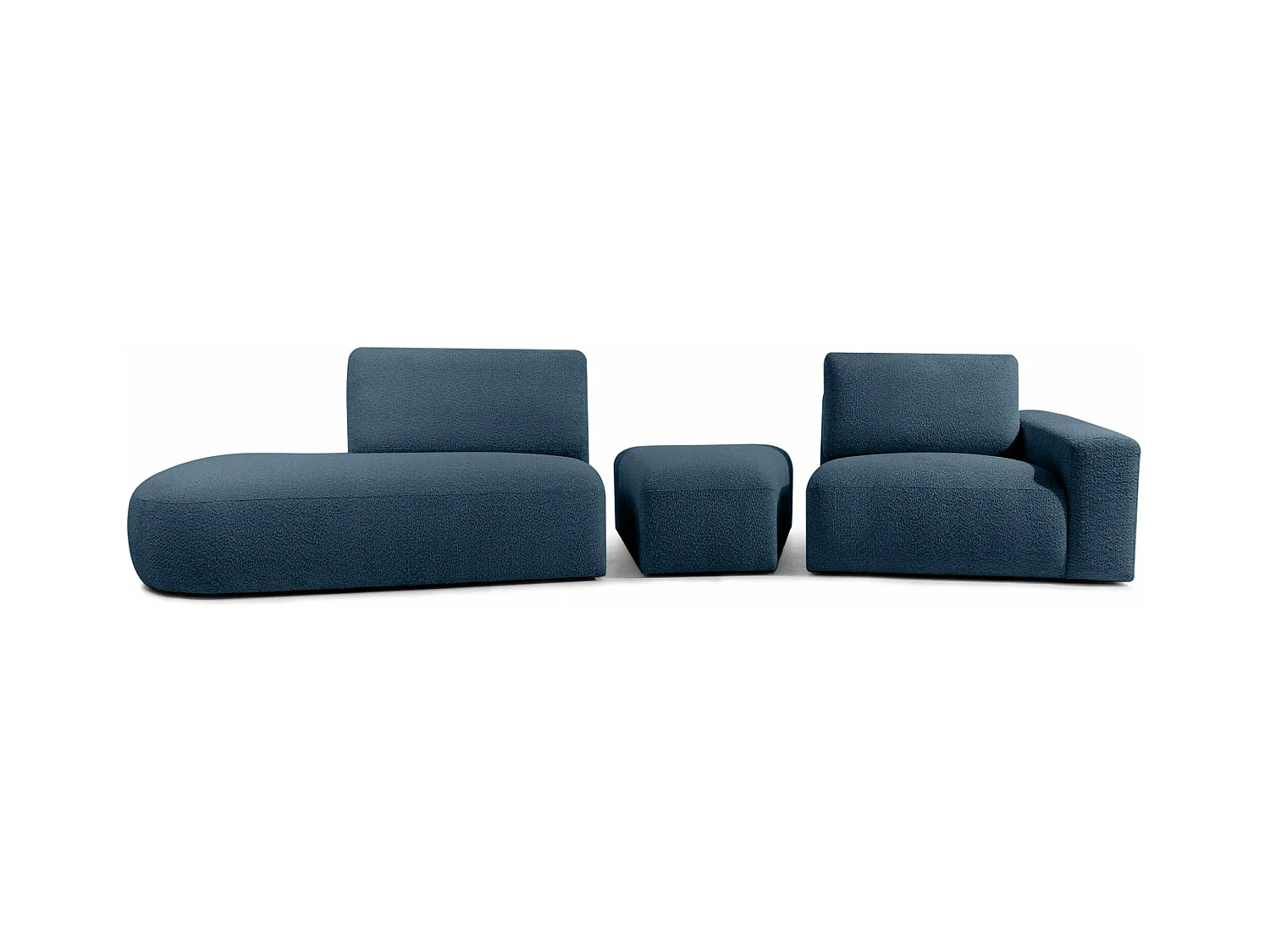 Ecksofa links - modern - ZUCCO - 4-Sitzer - Boucle - Nachtblau