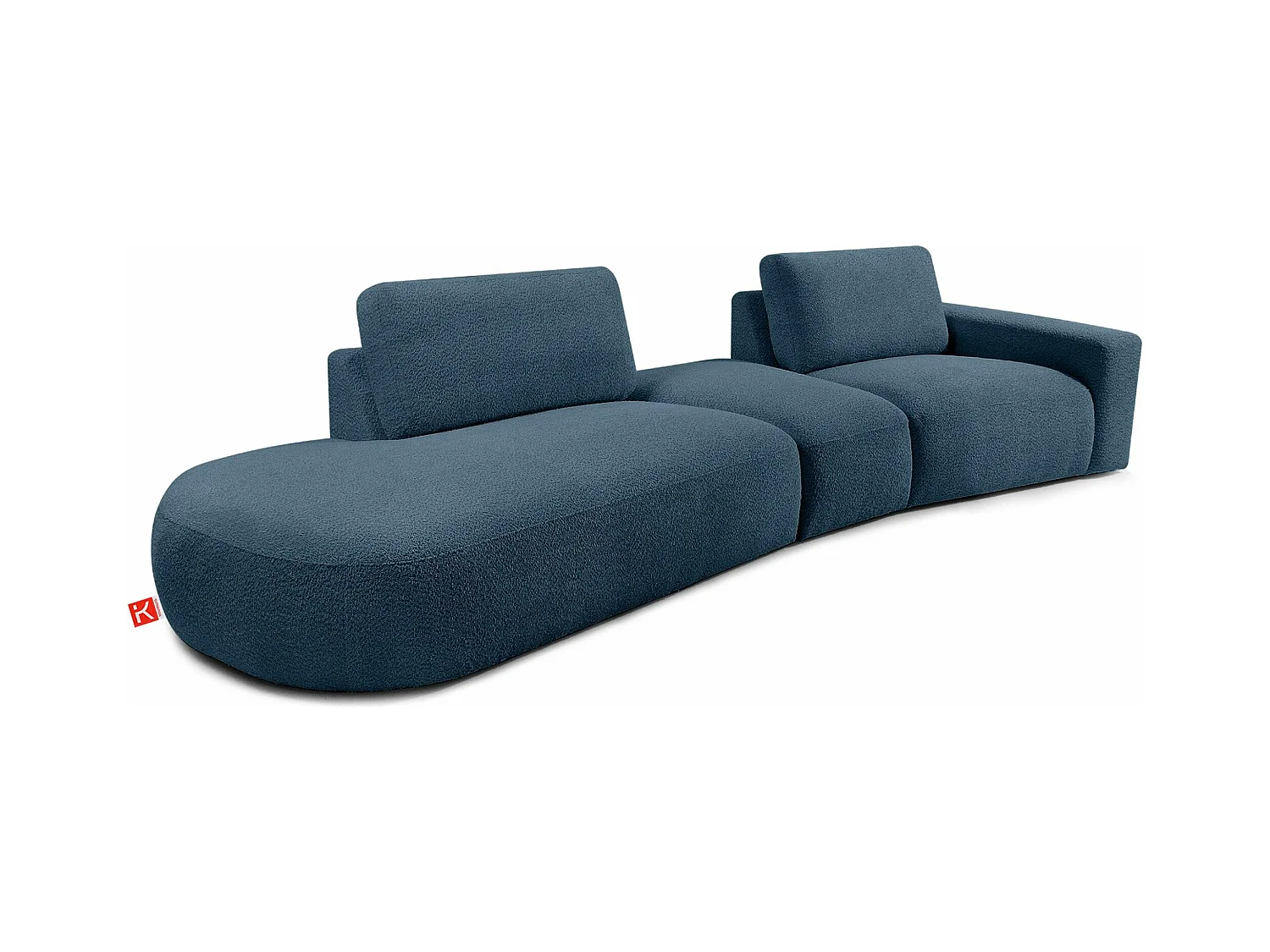 Canapé d'angle moderne gauche - ZUCCO - 4 places - tissu boucle - Bleu nuit