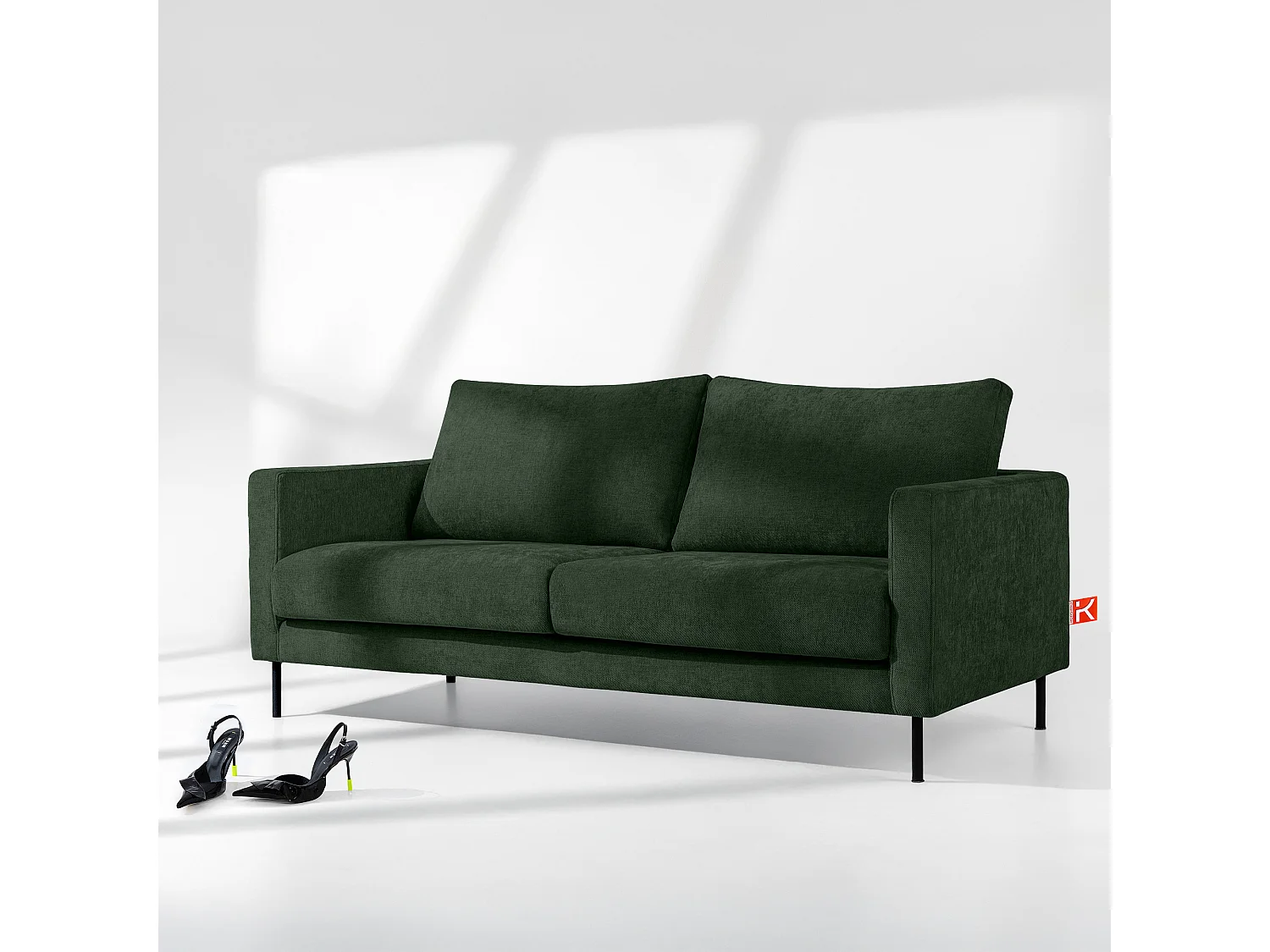 Canapé droit LUMO - 3 places - Vert foncé